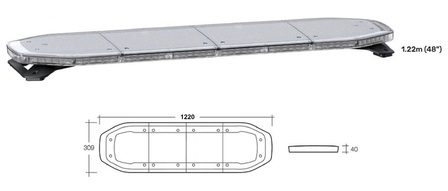 12-24 VOLT EUROTECH LIGHT BAR AMBER WITH CLEAR LENS 1.22m