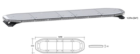 12-24 VOLT EUROTECH LIGHT BAR AMBER WITH CLEAR LENS 1.37m