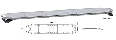 12-24 VOLT EUROTECH LIGHT BAR AMBER WITH CLEAR LENS 1.68m